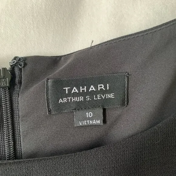 Tahari ASL sleeveless sheath midi dress black crepe fully lined back zip size 10 - Picture 4 of 8
